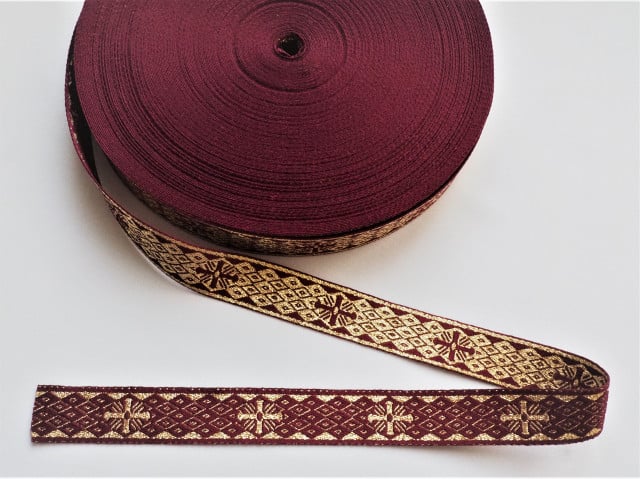 Galon Bisericesc Visiniu cu Auriu 2 Fete