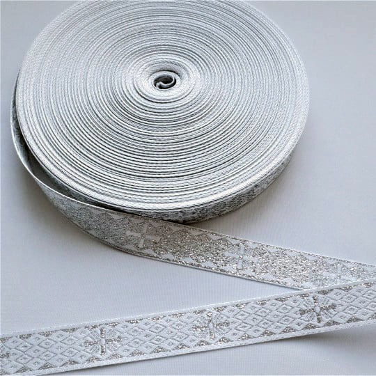 Galon Bisericesc Alb cu Argintiu 2 Fete