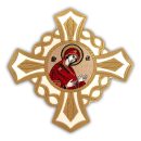 Icoana Cruce Brodata Maica Domnului Aurie