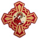 Icoana Cruce Brodata Maica Domnului Grena Auriu