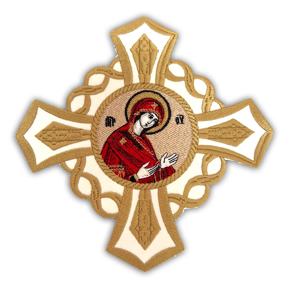 Icoana Cruce Brodata Maica Domnului Aurie