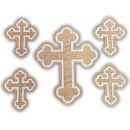 Set 5 Cruci Brodate Auriu Alb