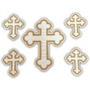 Set 5 Cruci Brodate Alb Auriu