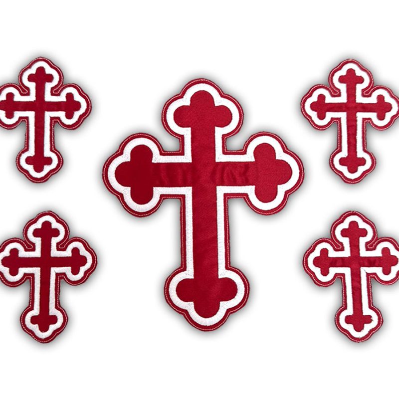 Set 5 Cruci Brodate Grena Alb